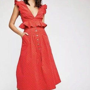 New -Free People Corduroy 'Red Love Fool Cord Set'